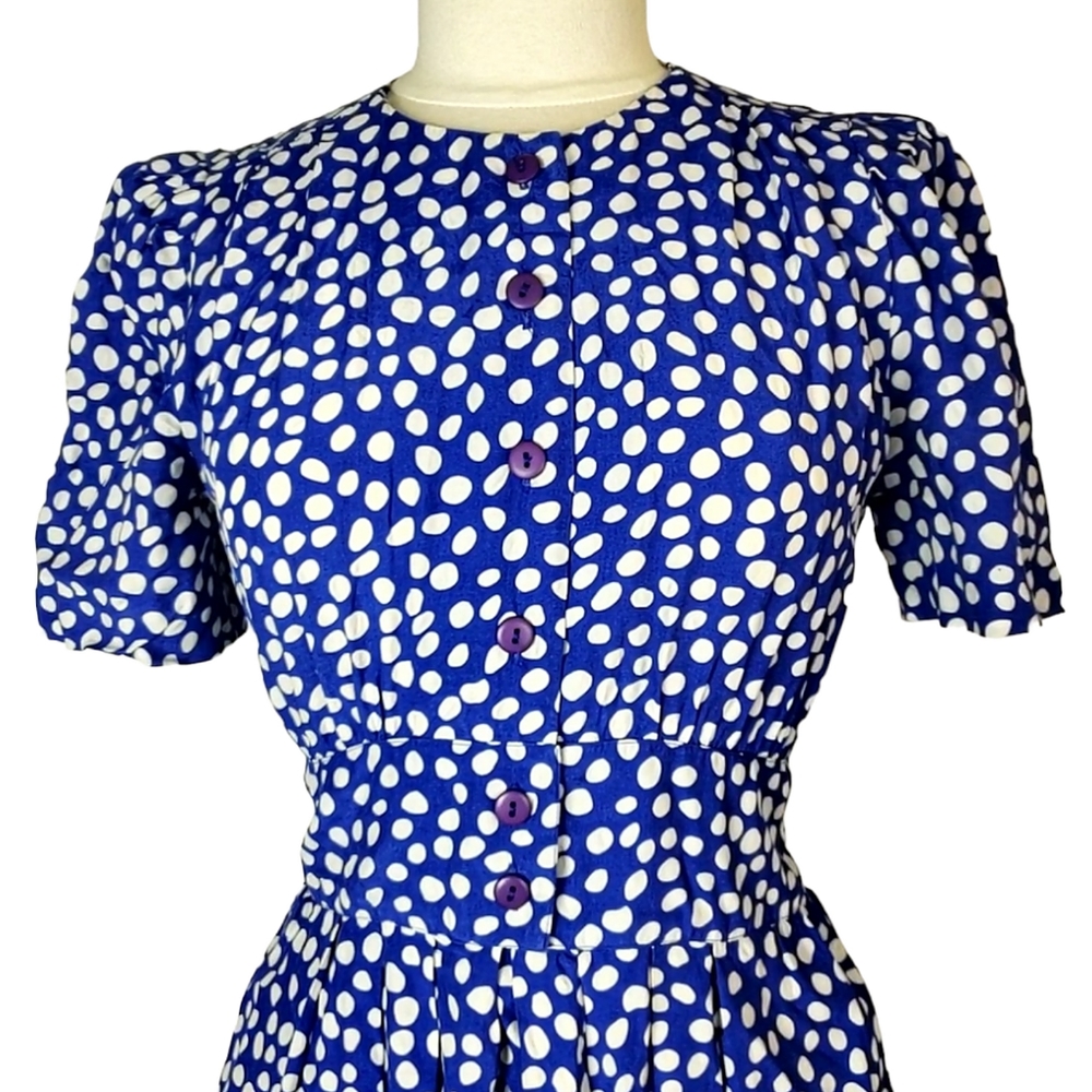 KARIN STEVENS Polkadot Vintage Dress Womens size 8 Petite - Picture 6 of 7